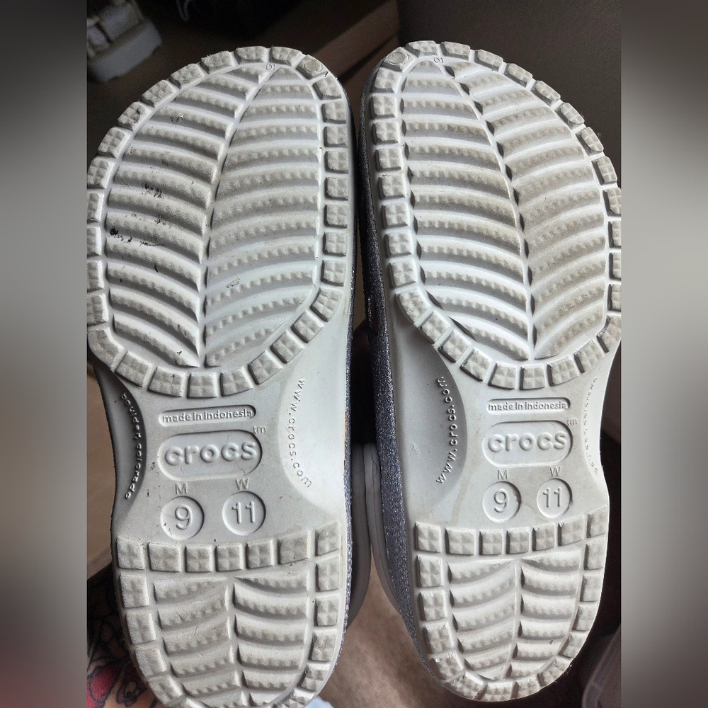 Crocs Baya Festival Silver Glitter Clog Women Sz 11 (Jibbitz NOT Included) - Picture 8 of 12